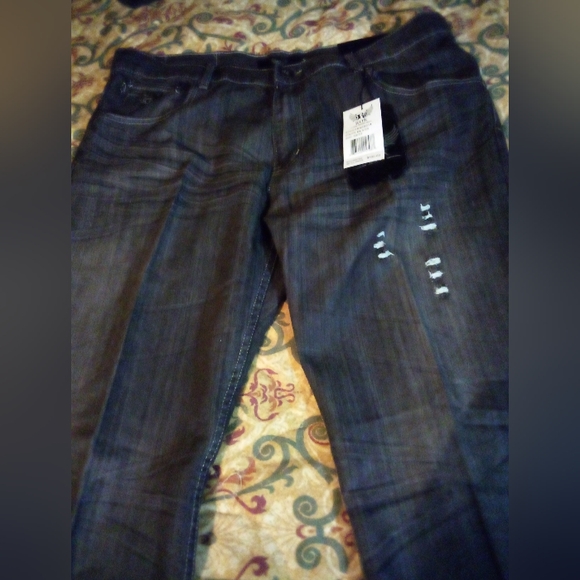 ROK Designer Demin Jeans Style#R9ZB014 Men's 42/33 Black - Picture 2 of 12